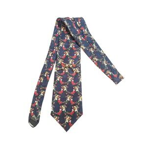 Men's Necktie Holiday Bells‎ Presents Navy Blue Classic Christmas Novelty Tie